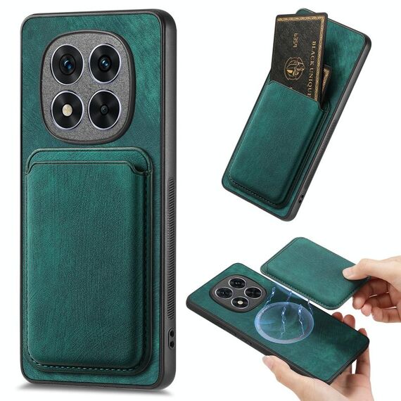 Per Xiaomi Redmi Note 14 5G Retro Leather Card Bag Custodia magnetica per telefono (verde)