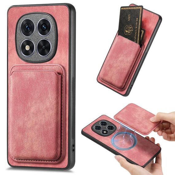 Per Xiaomi Redmi Note 14 Pro+ 5G Retro Pelle Card Bag Custodia Magnetica per Telefono (Rosa)
