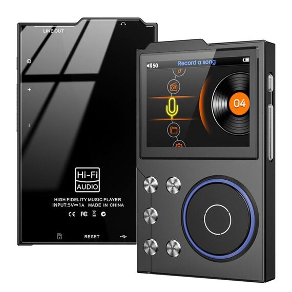 Lettore musicale Bluetooth HIFI da 2,4 pollici DSD256 Mastering Sound Quality Walkman, memoria: 16 GB + 8 GB (nero)