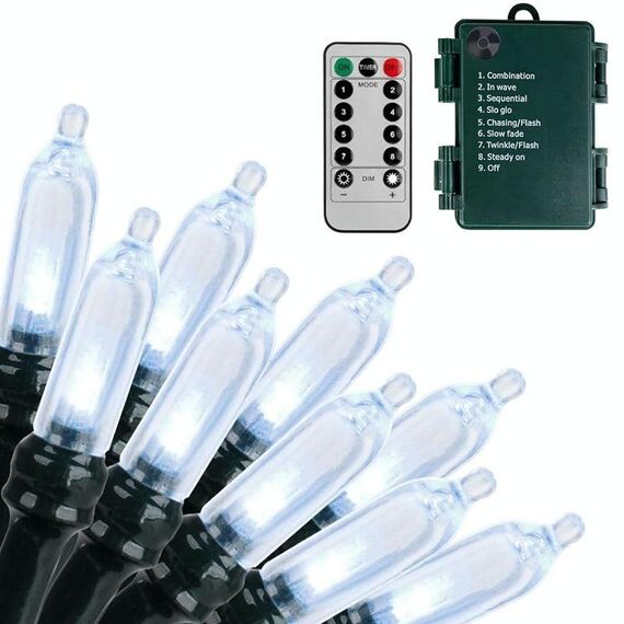 Stringa di luci natalizie con batteria impermeabile, stringa di luci a forma di cielo stellato, lunghezza: 5 m, 50 luci con telecomando (bianco)