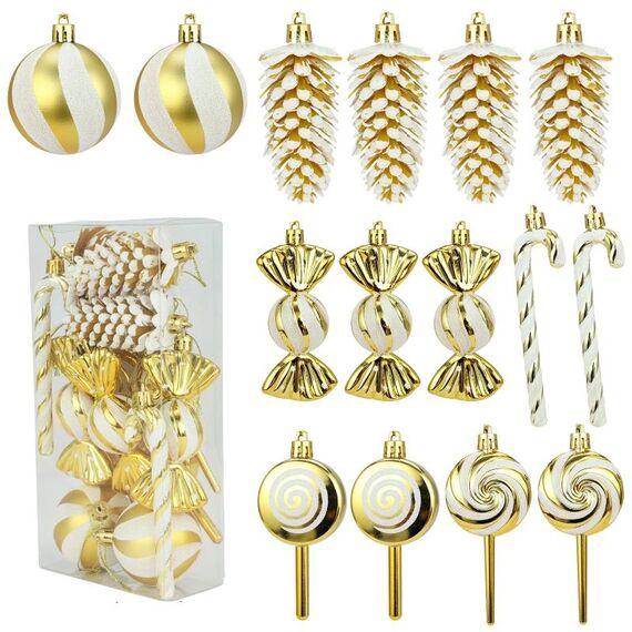 15 pezzi/set decorazioni per l'albero di Natale lecca-lecca vortici caramelle dipinte (oro)
