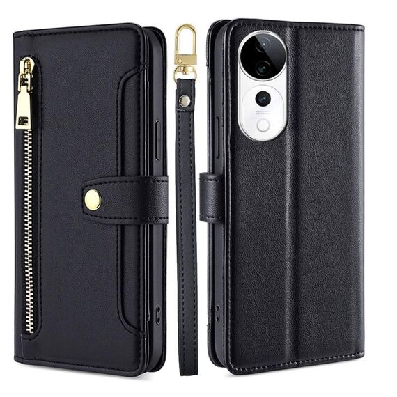 Per vivo S19 Pro Sheep Texture Cross-body Zipper Wallet Custodia in pelle per telefono (nero)