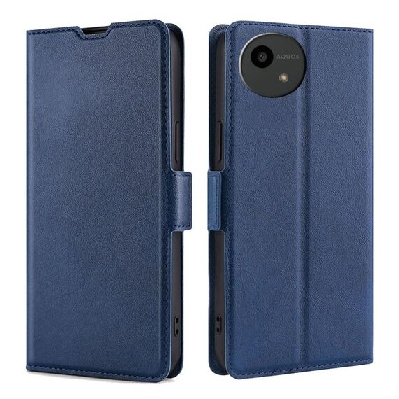 Per Sharp Aquos Wish4 Custodia per telefono in pelle con fibbia laterale ultra sottile e flip orizzontale (blu)