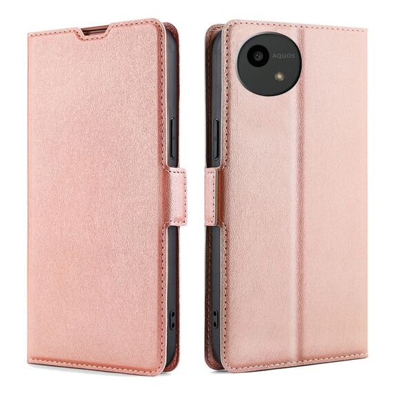 Per Sharp Aquos Wish4 Custodia per telefono in pelle con fibbia laterale ultra sottile e flip orizzontale (oro rosa)