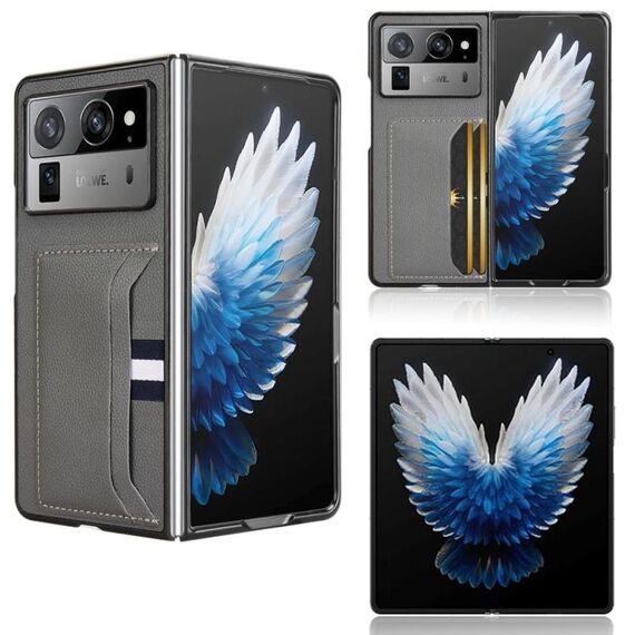 Per Tecno Phantom V Fold2 Litchi Texture Card Slots Back Cover Custodia per telefono (grigio)