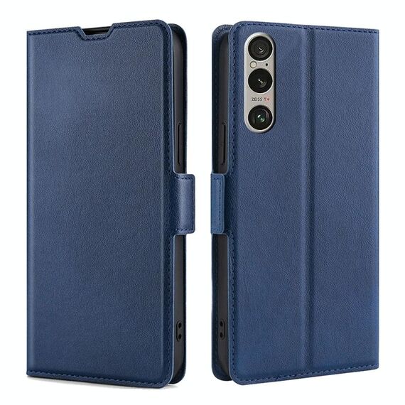 Per Sony Xperia 1 VI Custodia per telefono in pelle con fibbia laterale ultra sottile e flip orizzontale (blu)