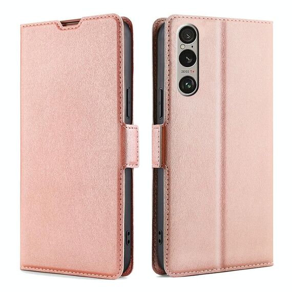 Per Sony Xperia 1 VI Custodia in pelle con fibbia laterale ultra sottile e flip orizzontale (oro rosa)