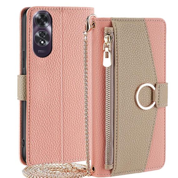 Per OPPO A60 4G Global Crossbody Litchi Texture Custodia in pelle per telefono (rosa)