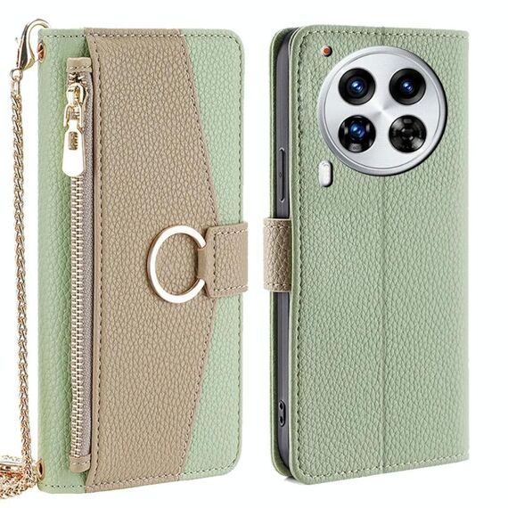 Per Tecno Camon 30 Premier 5G Custodia a tracolla in pelle con texture Litchi (verde)