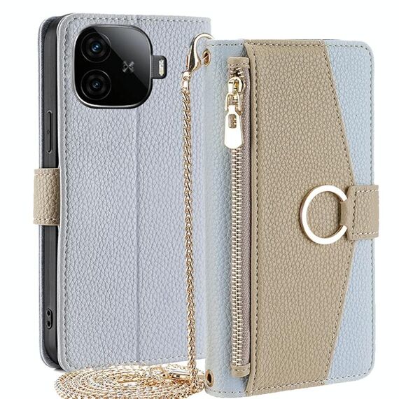 Per vivo iQOO Z9 Turbo Crossbody Litchi Texture Custodia in pelle per telefono (blu)