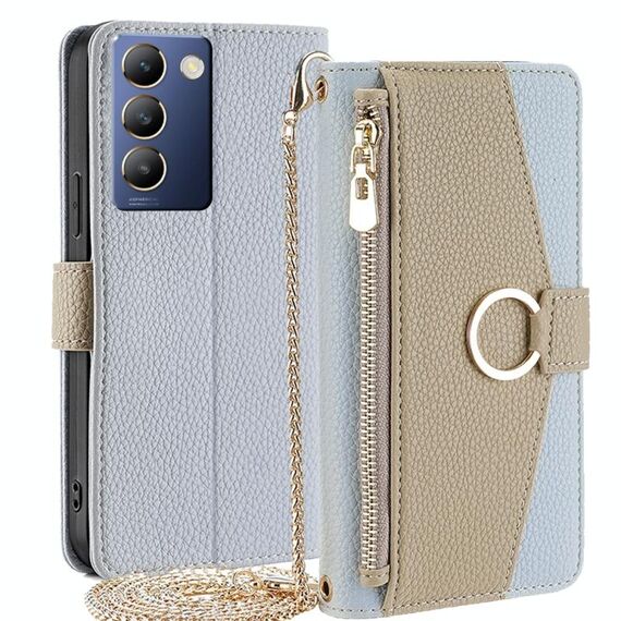 Per vivo Y100 5G IDN Crossbody Litchi Texture Custodia in pelle per telefono (blu)