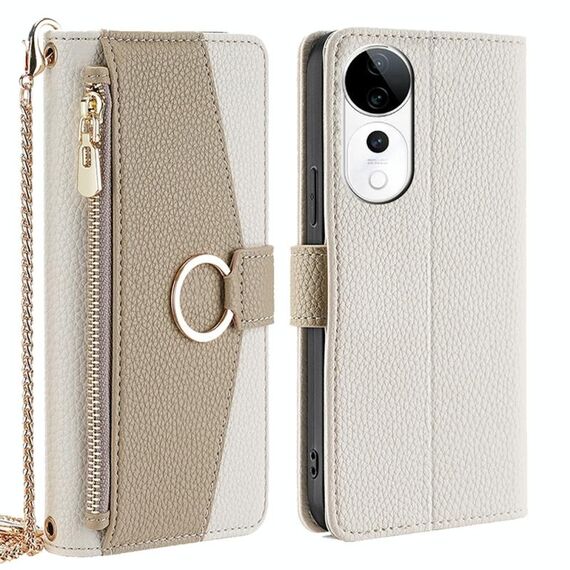 Per vivo S19 Pro Custodia per telefono in pelle con texture Litchi Crossbody (bianca)