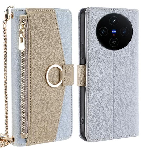Per vivo X100s Crossbody Litchi Texture Custodia in pelle per telefono (blu)
