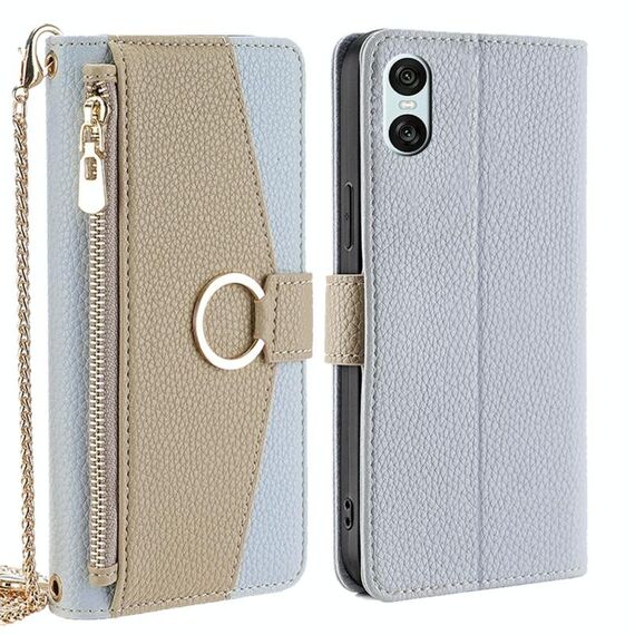 Per Sony Xperia 10 VI Crossbody Litchi Texture Custodia in pelle per telefono (blu)