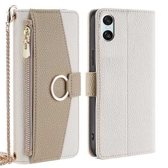 Per Sony Xperia 10 VI Crossbody Litchi Texture Custodia in pelle per telefono (bianco)