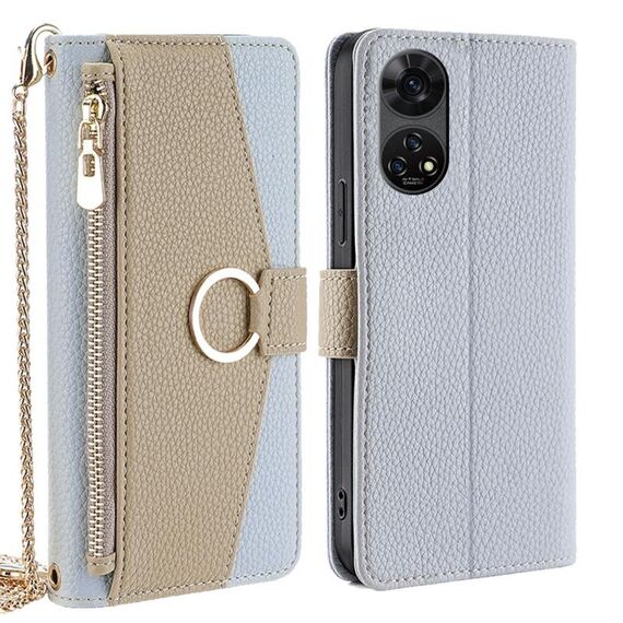 Per ZTE Anshin Family Crossbody Custodia per telefono in pelle con trama Litchi (blu)