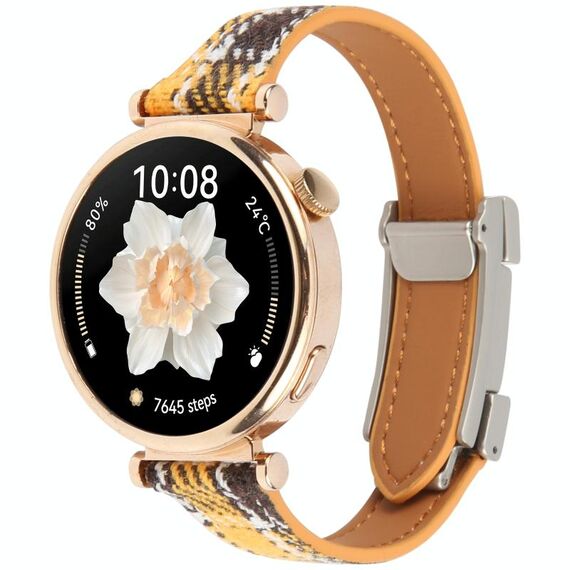 Cinturino per orologio in pelle con fibbia magnetica sottile universale da 18 mm (giallo)