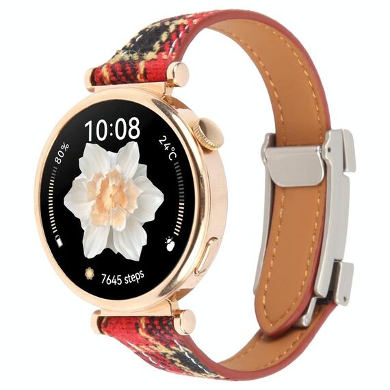 Cinturino per orologio in pelle con fibbia magnetica sottile universale da 22 mm (rosso)
