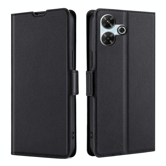 Per Redmi 13 4G Custodia per telefono in pelle con fibbia laterale ultra sottile e flip orizzontale (nero)