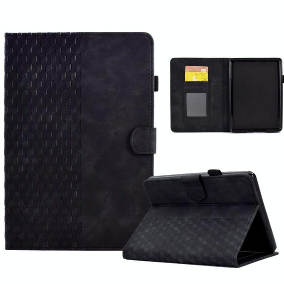 Per Amazon Kindle PaperWhite 12a generazione 2024 Custodia per tablet intelligente in pelle goffrata Rhombus (nero)