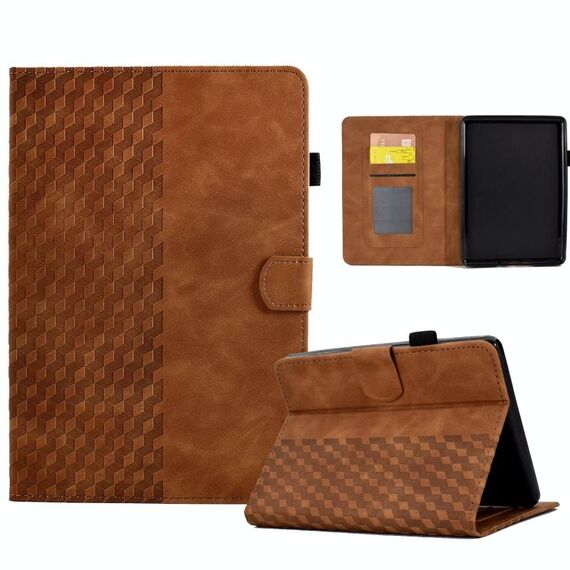 Per Amazon Kindle PaperWhite 12a generazione 2024 Custodia per tablet intelligente in pelle goffrata Rhombus (marrone)