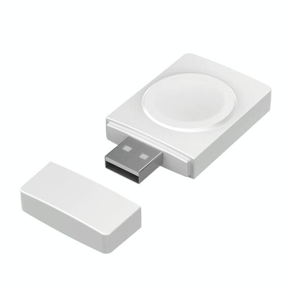 S02 per Apple Watch Series Caricabatterie wireless magnetico USB con funzione di lettore di schede (bianco)