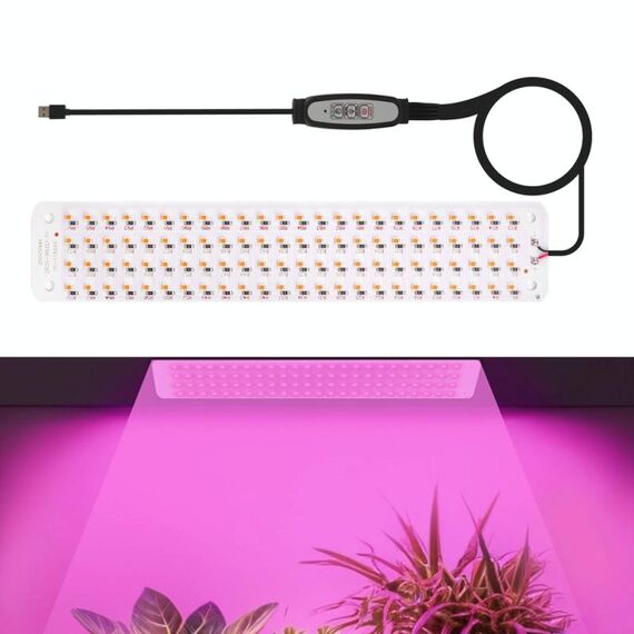 Pannello USB da 5 V per piante, luce intelligente con temporizzazione di oscuramento, LED per piante, luce per la crescita, dimensioni: 1 testa (luce rosa viola)