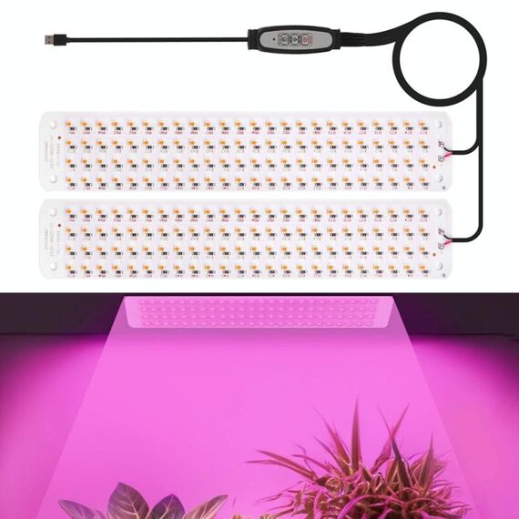 Pannello USB da 5 V, luce per piante, temporizzazione intelligente, LED per la crescita delle piante, dimensioni: 2 teste (luce rosa e viola)