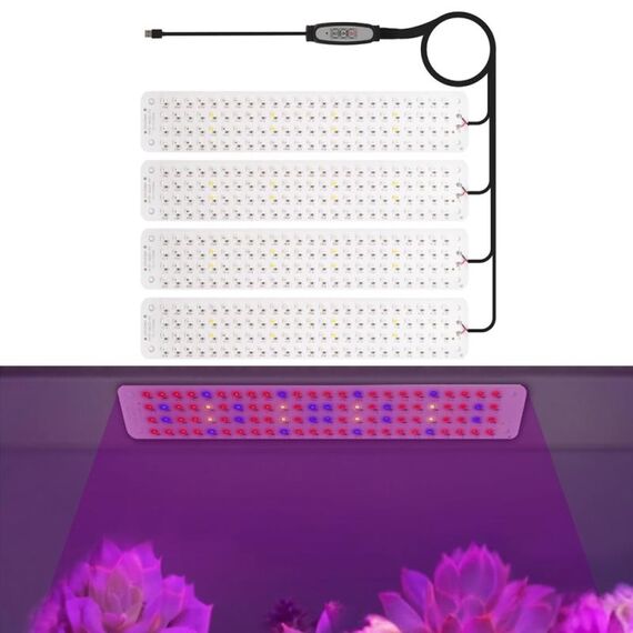 Pannello USB da 5 V, luce per piante, temporizzazione intelligente, LED per la crescita delle piante, dimensioni: 4 teste (spettro completo)