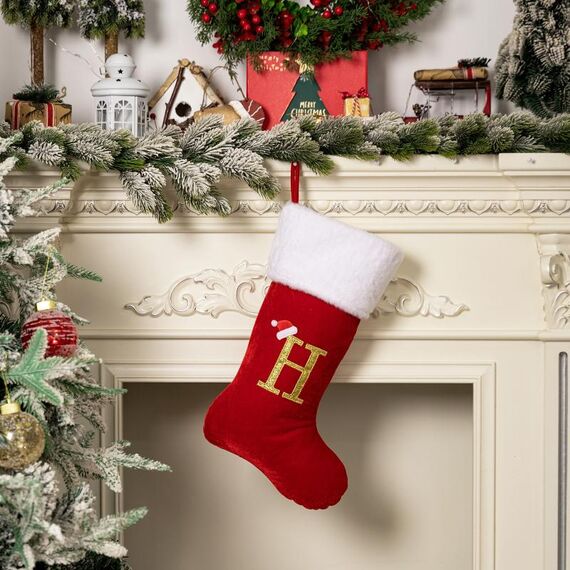 Forniture per decorazioni natalizie in velluto con alfabeto, fai da te, regalo, stile: H