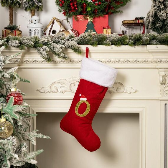 Forniture per decorazioni natalizie in velluto con alfabeto, fai da te, regalo, stile: O