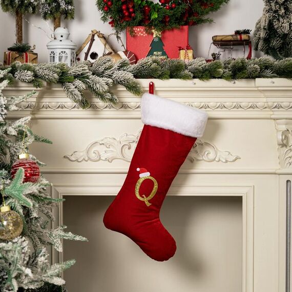 Forniture per decorazioni natalizie in velluto con alfabeto, fai da te, regalo, stile: Q
