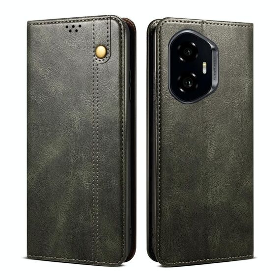 Per Honor 300 5G Custodia per telefono in pelle con texture Crazy Horse Oil Wax (verde)