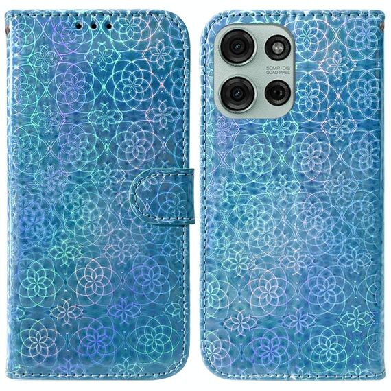 Per Motorola Moto G75 5G Custodia per telefono in pelle con fibbia magnetica colorata (blu)