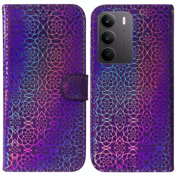 Per Realme C75 Custodia per telefono in pelle con fibbia magnetica colorata (viola)