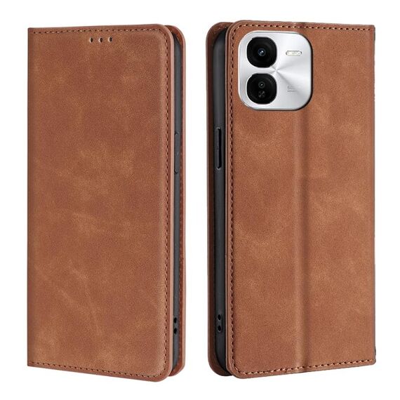 Per vivo iQOO Z9x 5G Custodia magnetica in pelle Skin Feel (marrone chiaro)