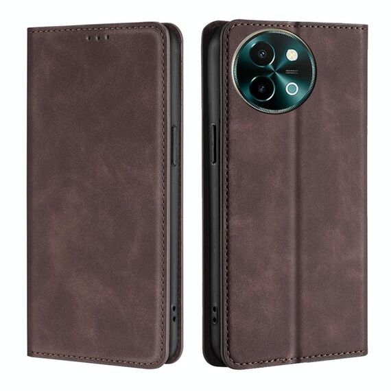 Per vivo Y38 5G / T3x Custodia per telefono in pelle magnetica Global Skin Feel (marrone scuro)
