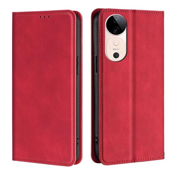 Per vivo S19 Custodia per telefono in pelle magnetica Skin Feel (rosso)