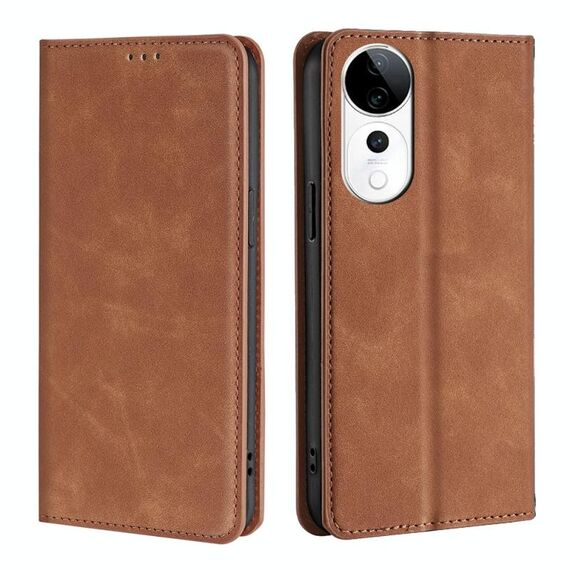 Per vivo S19 Pro Custodia per telefono in pelle magnetica Skin Feel (marrone chiaro)