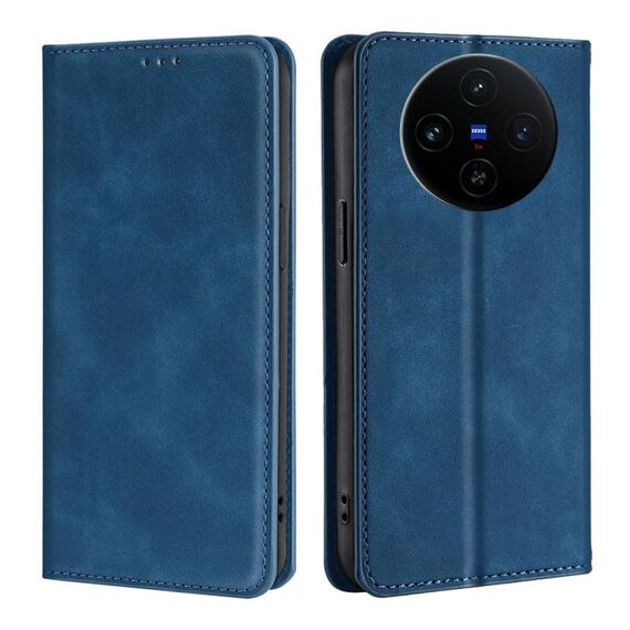Per vivo X100s Custodia per telefono in pelle magnetica Skin Feel (blu)