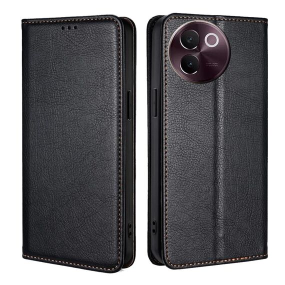 Per vivo V30e 5G Global Gloss Oil Solid Color Magnetic Leather Phone Case (Nero)