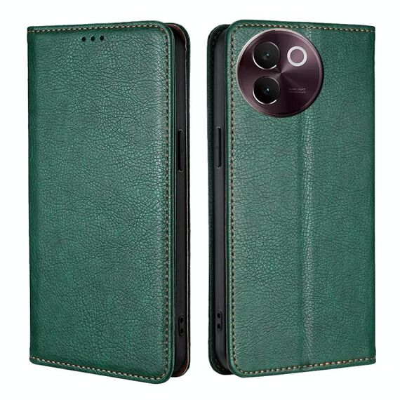 Per vivo V30e 5G Global Gloss Oil Custodia magnetica in pelle tinta unita (verde)