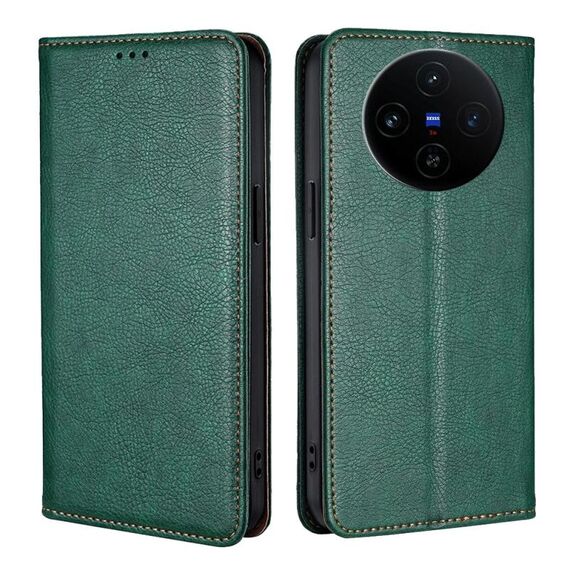 Per vivo X100s Gloss Oil Solid Color Magnetic Leather Phone Case (Verde)