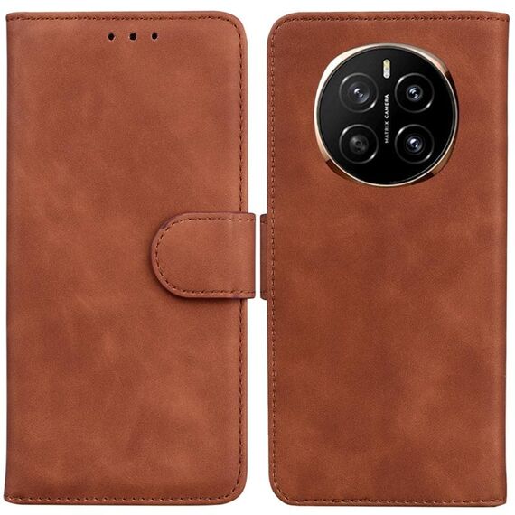 Custodia in pelle flip per telefono For Honor Magic7 Skin Feel Pure Color (marrone)