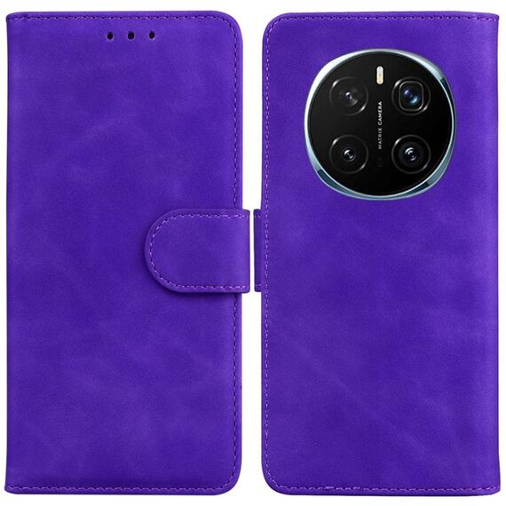 Custodia in pelle flip per telefono cellulare For Honor Magic 7 Pro Skin Feel Pure Color (viola)