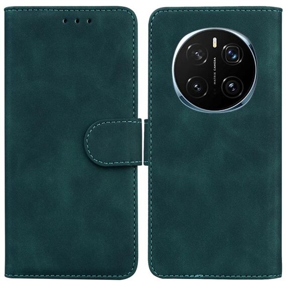Custodia in pelle flip per telefono cellulare For Honor Magic7 Pro Skin Feel Pure Color (verde)