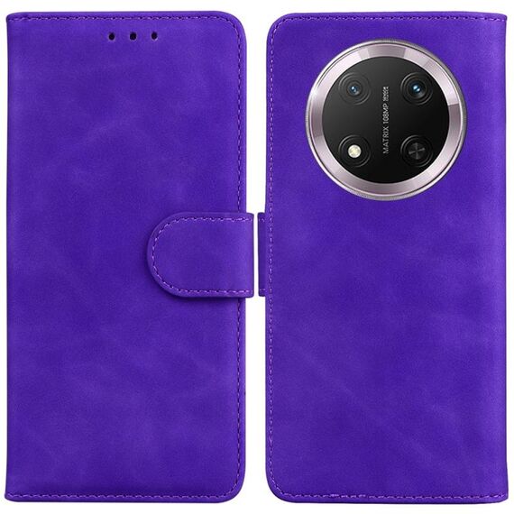 Custodia per telefono in pelle flip color puro per Honor X9c (viola)