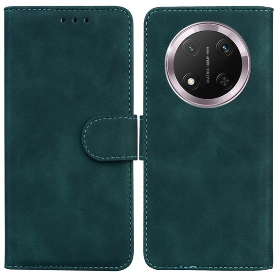 Custodia per telefono in pelle Flip Skin Feel Pure Color per Honor X9c (verde)