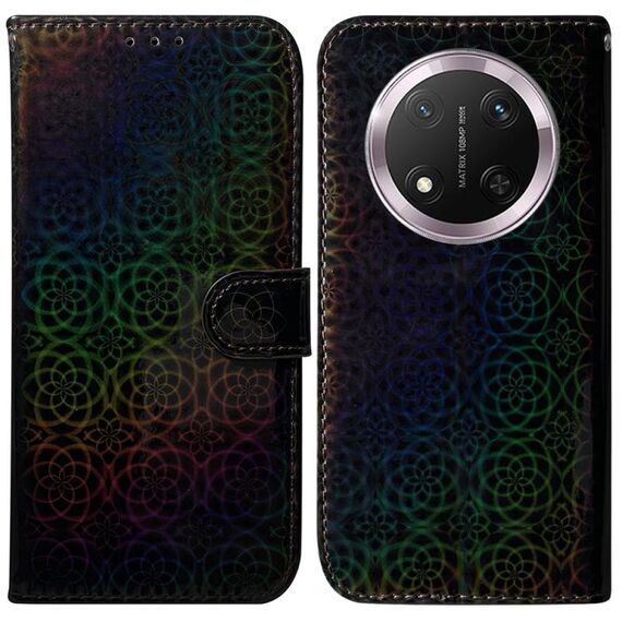 Per Honor X9c Custodia per telefono in pelle con fibbia magnetica colorata (nero)
