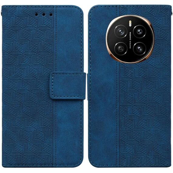 Custodia per telefono in pelle goffrata geometrica per Honor Magic7 (blu)